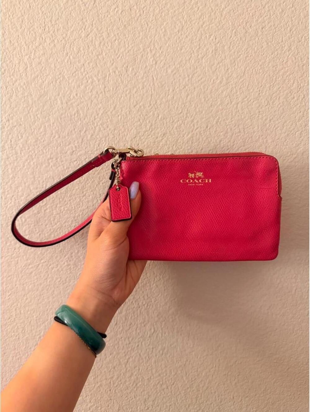 Hot Pink Leather Coach Wristlet